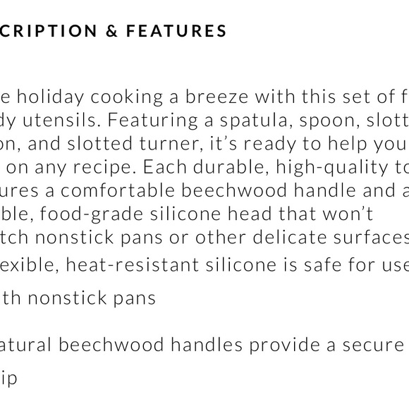 Sue La Table 4-piece Silicone Utensil Set - Picture 2 of 6